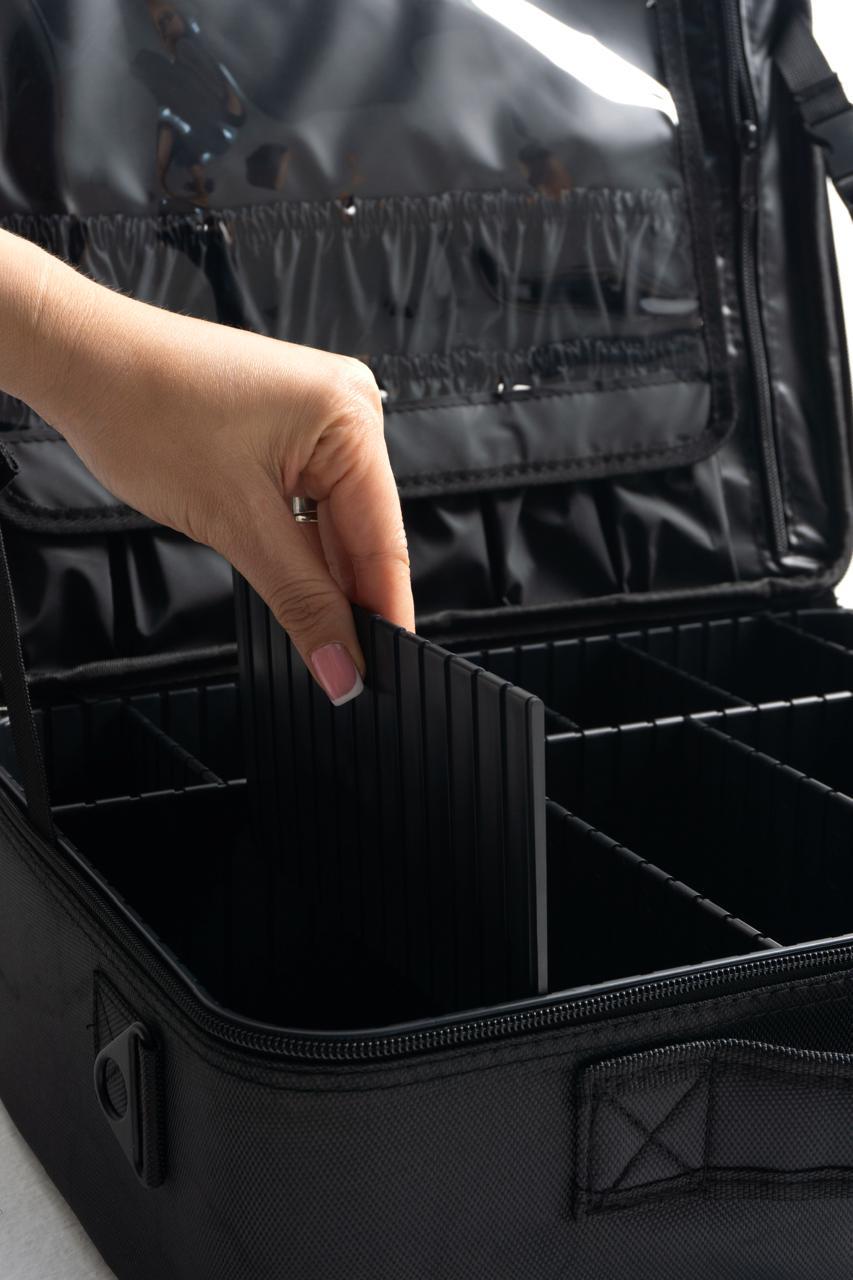 Extra Large Black Makeup Case with Plastic Dividers